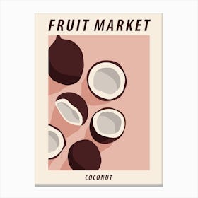 Fruit market Coconut, Exotic food art, Retro print Canvas Print