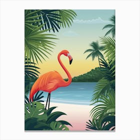 Greater Flamingo Italy Tropical Illustration 1 Canvas Print