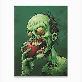 Scary Zombie Eating An Apple 11 Canvas Print