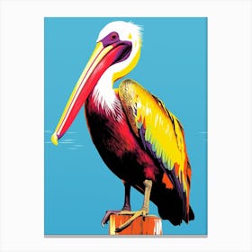 Andy Warhol Style Bird Brown Pelican 2 Canvas Print