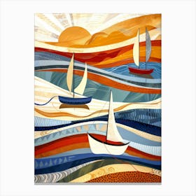 Sailboats At Sunset 19 Canvas Print