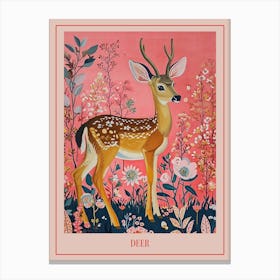 Floral Animal Painting Deer 2 Poster Canvas Print