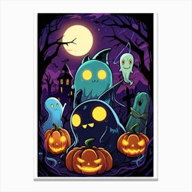 Ghosts And Pumpkins Canvas Print