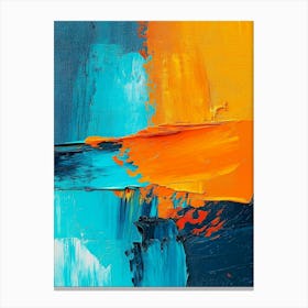 Abstract Oil Painting Art Background Features Vibrant Orange And Cyan Oil Colors Canvas Print