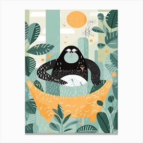 Gorilla Art In Bath Cartoon Nursery Illustration 4 Canvas Print