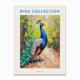 Brushstroke Peacock On The Gravel Path 2 Poster Canvas Print