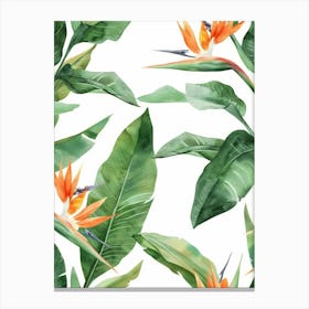 Bird Of Paradise Seamless Pattern 3 Canvas Print