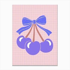 Blue And Purple Cherries Canvas Print