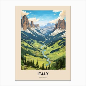 Dolomites Alta Via Italy 2 Vintage Hiking Travel Poster Canvas Print