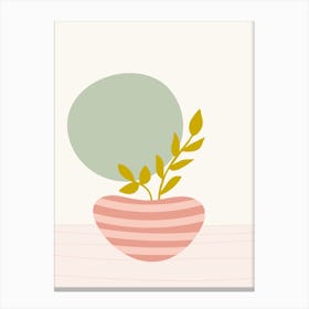 Vase With Foliage And Round Shape 1 Canvas Print
