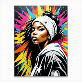 Graffiti Mural Of Beautiful Hip Hop Girl 73 Canvas Print