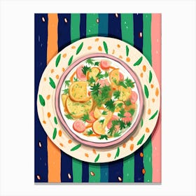 A Plate Of Grapes, Top View Food Illustration 2 Canvas Print