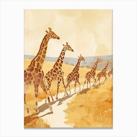 Giraffes In A Line At Sunset 2 Canvas Print