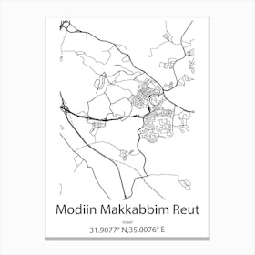 Modiin Makkabbim Reut,Israel Minimalist Map Canvas Print