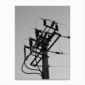 Black And White Electricity Pole Canvas Print