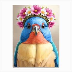 Bird In A Flower Crown Canvas Print