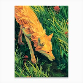 Fox In The Grass 4 Canvas Print