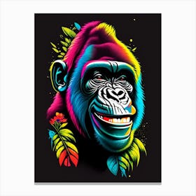 Smiling Gorilla Gorillas Tattoo Canvas Print
