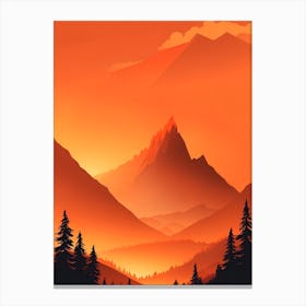 Misty Mountains Vertical Composition In Orange Tone 354 Canvas Print