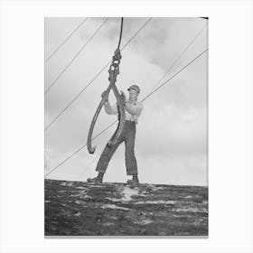 Lumberjack Ready To Sink The Hook Into A Log, Long Bell Lumber Company, Cowlitz County, Washington By Russell Lee Canvas Print