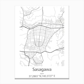 Sasagawa,Japan Minimalist Map Canvas Print