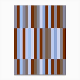 Blue And Brown Stripes Abstract Canvas Print