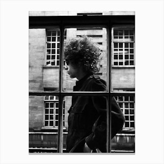 American Singer Bob Dylan Pictured Walking Past A Shop Window During His Visit To London Canvas Print
