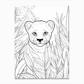 Line Art Jungle Animal Black Panther 3 Canvas Print