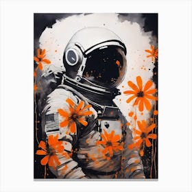 Abstract Astronaut Flowers Painting (8) Canvas Print