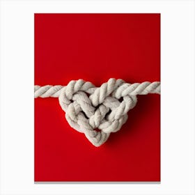 Heart Knot On Red Background Canvas Print