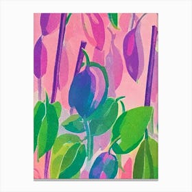 Sugar Snap Peas Risograph Retro Poster vegetable Canvas Print