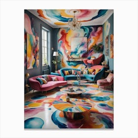 Gravity-Free Comfort Colorful Living Room Canvas Print