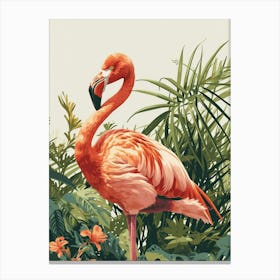 Greater Flamingo Southern Europe Spain Tropical Illustration 6 Canvas Print