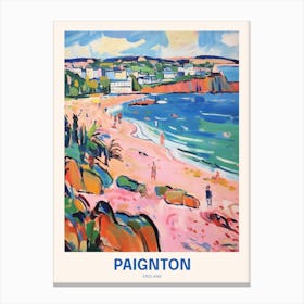 Paignton England 5 Uk Travel Poster Canvas Print