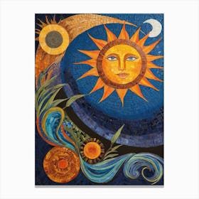 Sun And Moon Mosaic Canvas Print