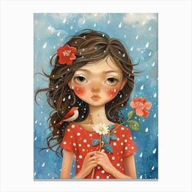 Little Girl In The Rain Canvas Print