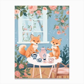 Animals Having Tea   Fox 0 Canvas Print