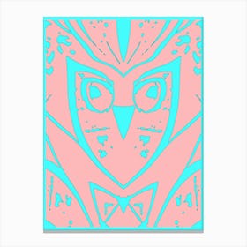 Abstract Owl Pink And Duck Egg Blue 2 Canvas Print