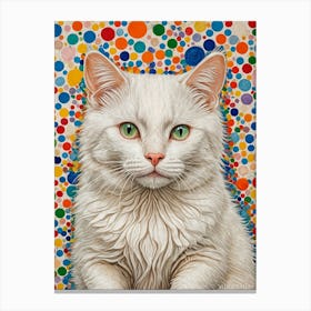 Polka Dot Cat Canvas Print