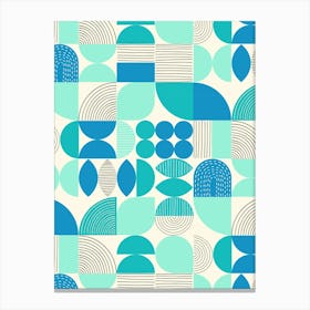 Modern Art Geometric Shapes Aqua Teal Blue Canvas Print