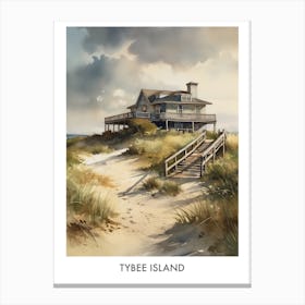 Tybee Island Watercolor 1travel Poster Canvas Print