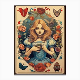 Alice In Wonderland Vintage Playing Card 3 Canvas Print