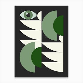 Mid Century Geometrical In Green Canvas Print