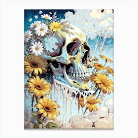 Surrealist Floral Skull Painting (49) Canvas Print