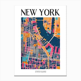 Staten Island New York Colourful Silkscreen Illustration 3 Poster Canvas Print
