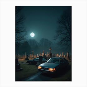 Graveyard 90s Horror Game (3) Canvas Print