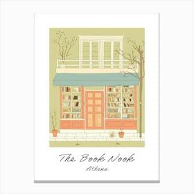 Athens The Book Nook Pastel Colours 1 Poster Canvas Print