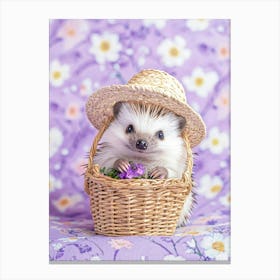 Hedgehog In A Basket.Generated AI. Wall Art Print 3 Lienzo