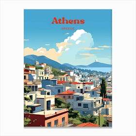 Athens Greece Travel Illustration Canvas Print