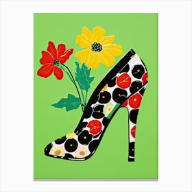 Blossoming Soles: Floral Art on Shoes Canvas Print